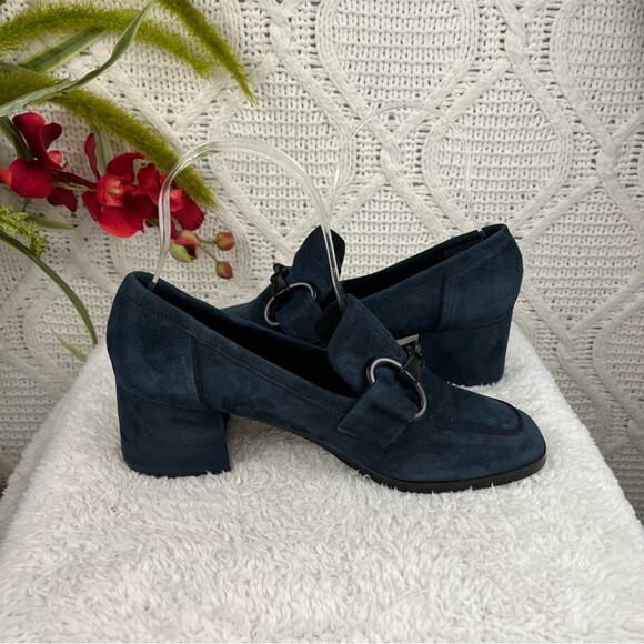 VANELI Blue/Green Suede Alroy Cushioned Block Heel Loafers Pumps Sz 6M Comfort - Picture 6 of 11